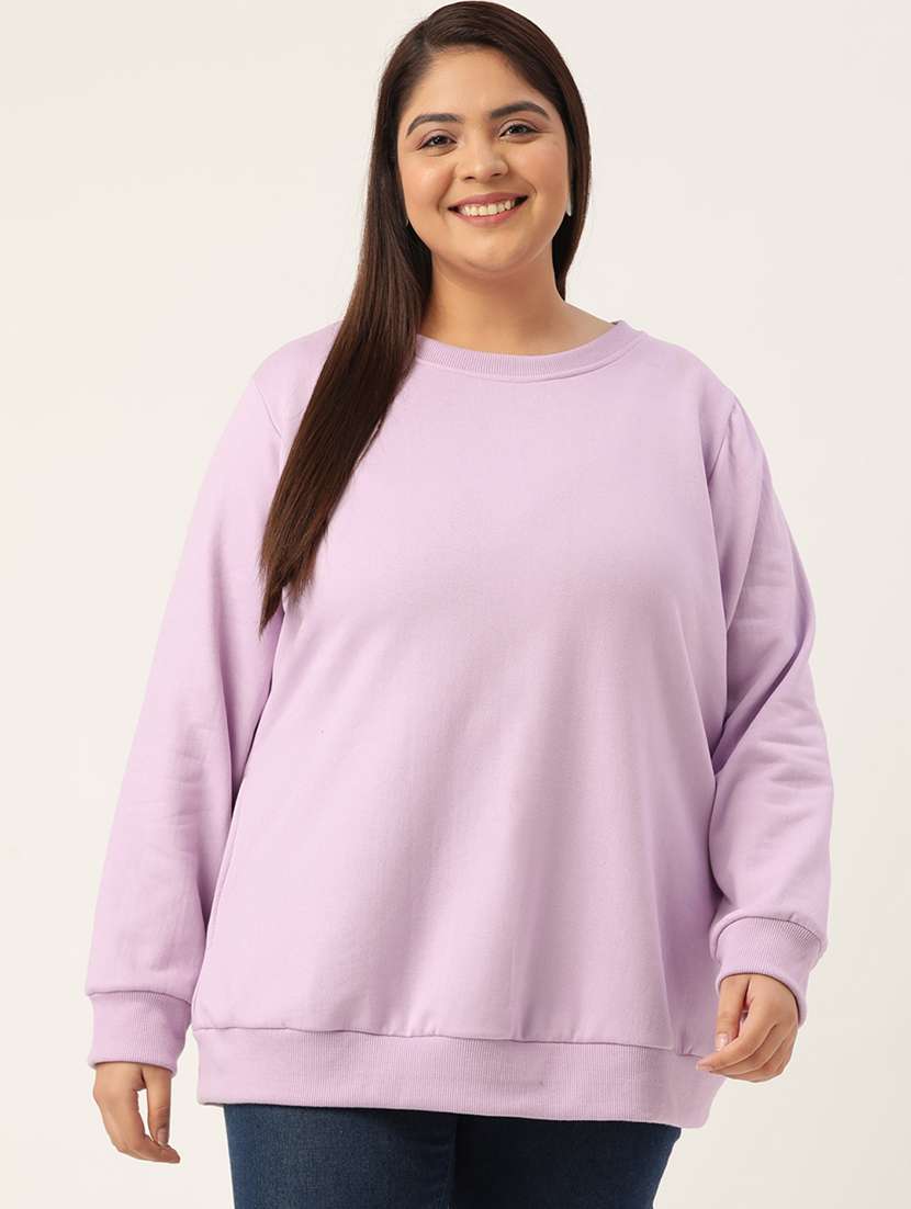 round neck solid plus sweatshirt