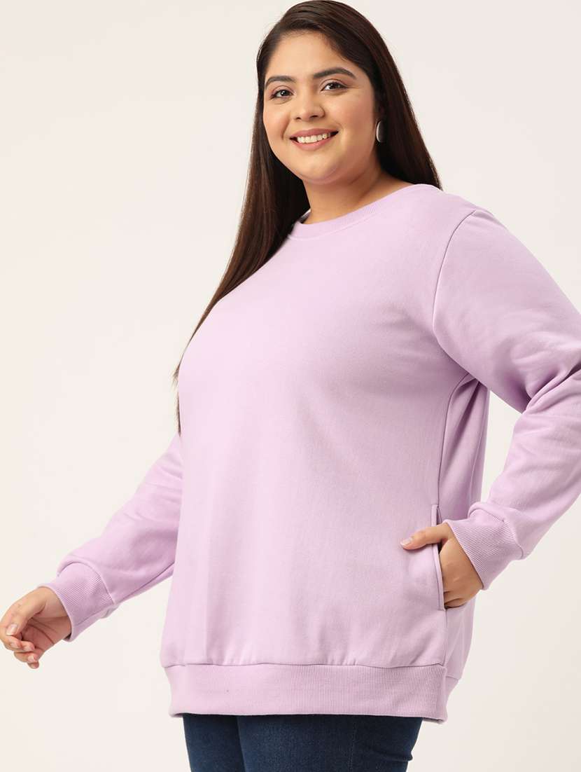 round neck solid plus sweatshirt - 19169465 -  Standard Image - 1