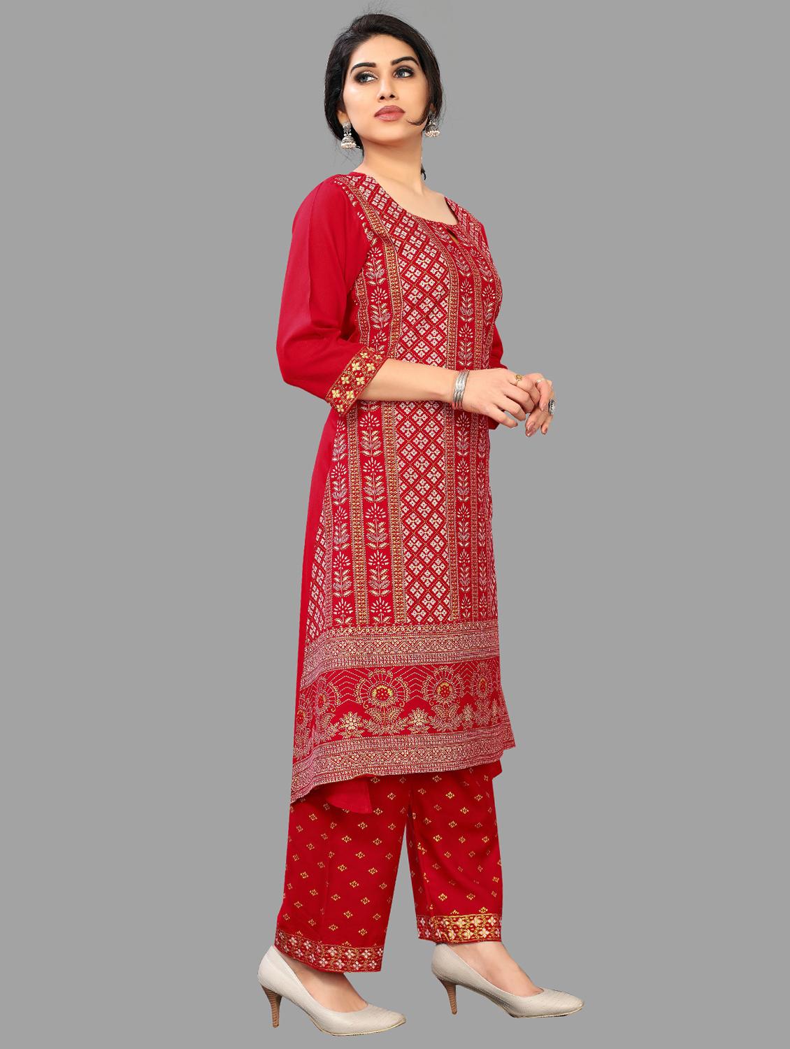 red viscose kurta palazzo  set - 19169515 -  Standard Image - 1