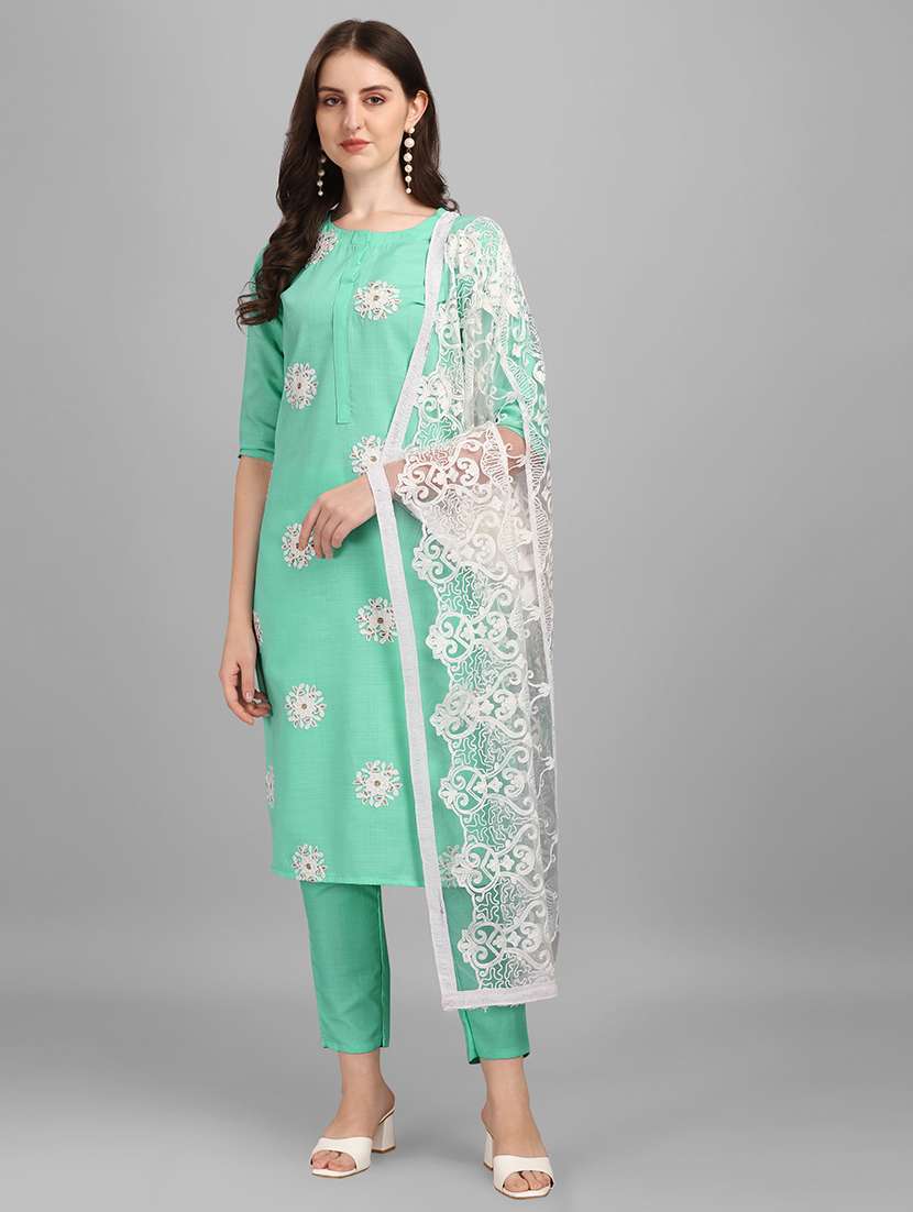 printed kurta pant dupatta set - 19169545 -  Standard Image - 1