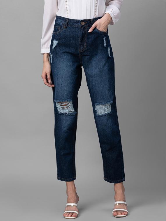 women's distress mom fit jeans - 19169674 -  Standard Image - 1
