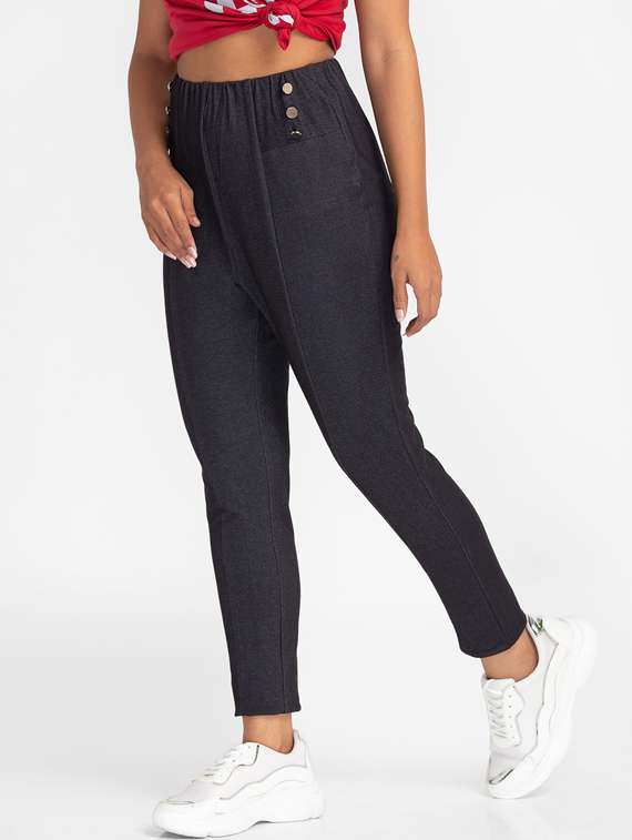 women solid high rise jegging - 19169684 -  Standard Image - 1