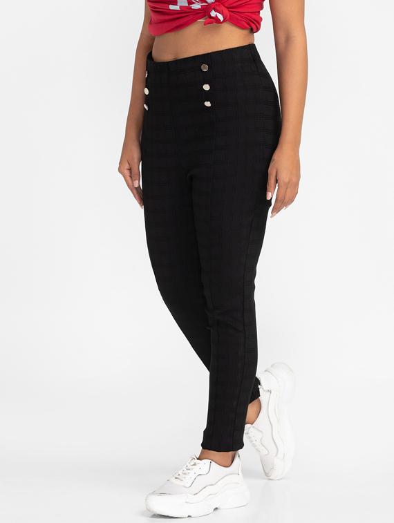 women checkered high rise jegging - 19169685 - Standard Image - 1