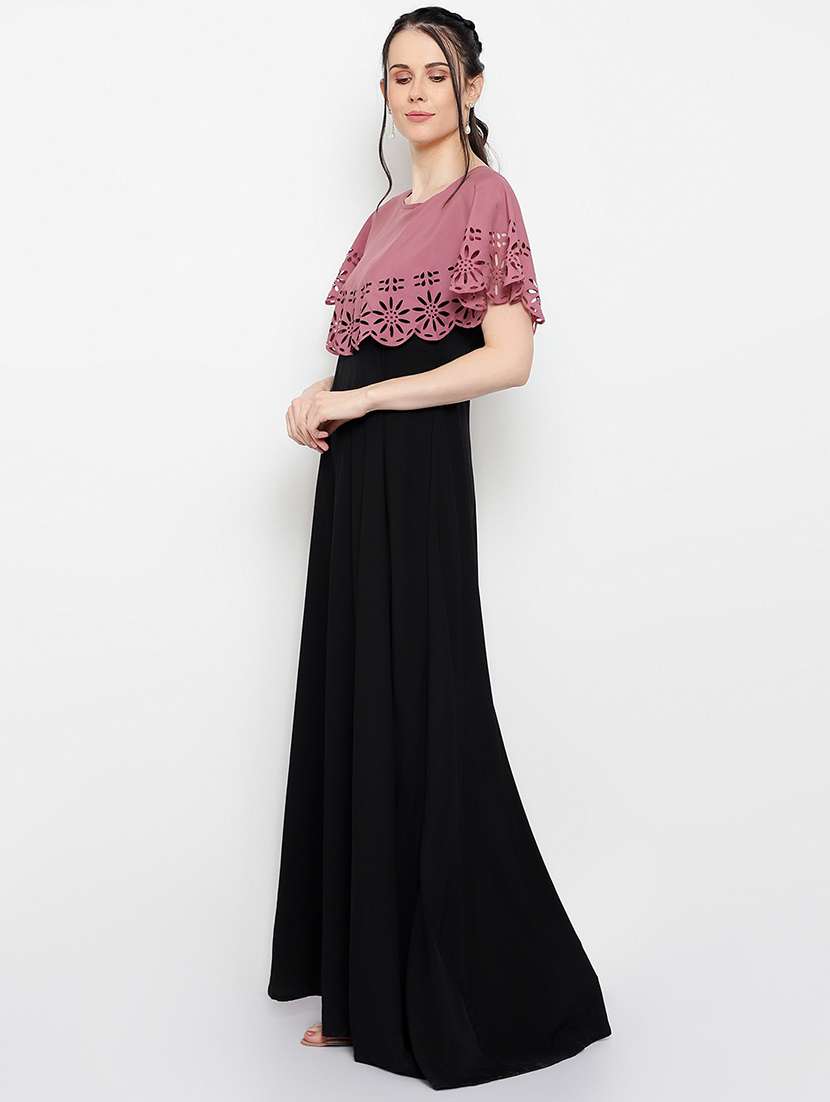 black solid a-line dress - 19169940 -  Standard Image - 1