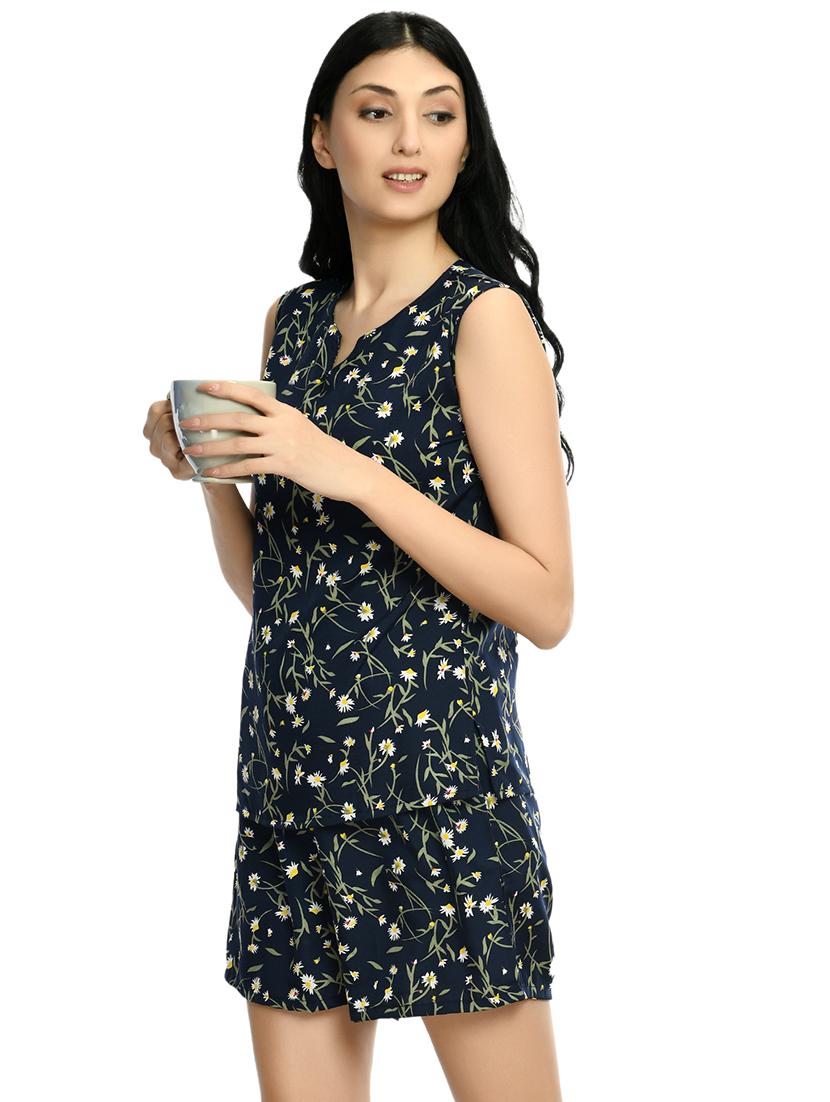 navy blue printed nightwear set - 19170936 -  Standard Image - 1