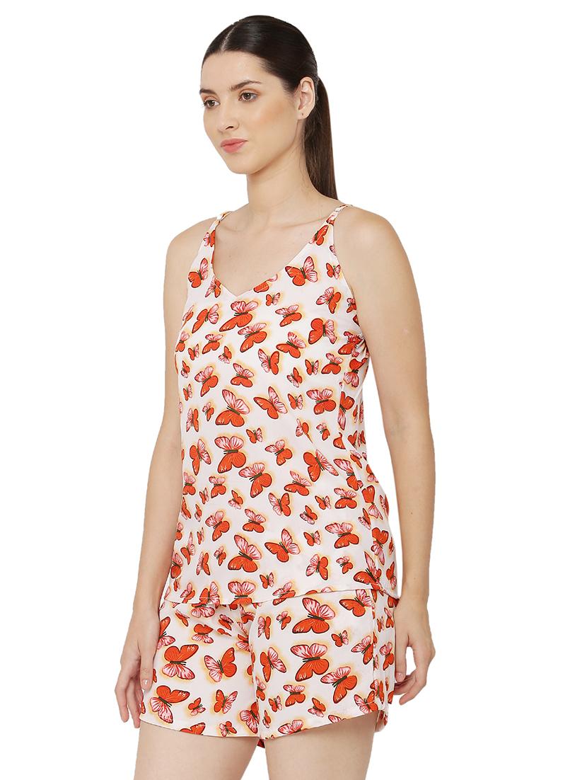 orange two piece printed nightwear set - 19170989 - Standard Image - 1