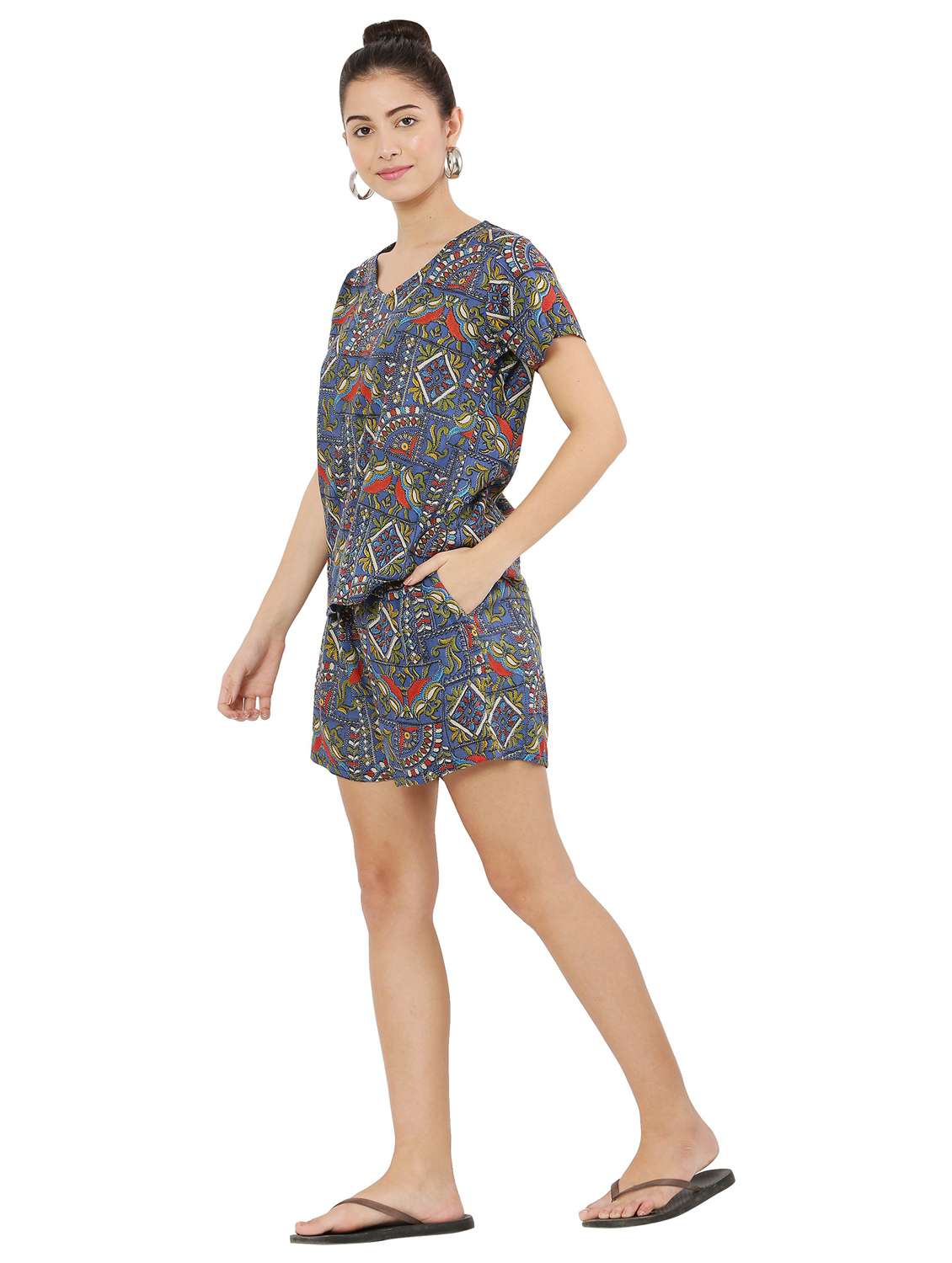 printed top and short nightwear set - 19171084 -  Standard Image - 1