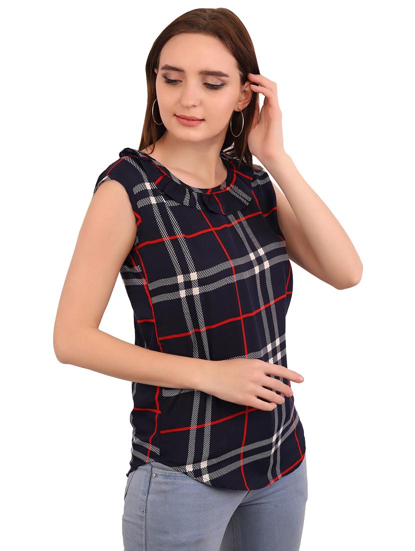 blue crepe regular top - 19171250 - Standard Image - 1