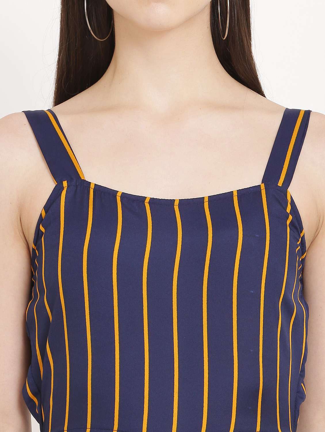 dark blue striped knee length jumpsuit - 19171530 - Standard Image - 4