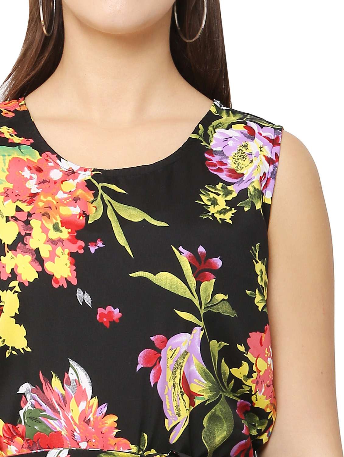 yellow printed knee length jumpsuit - 19171552 - Standard Image - 4