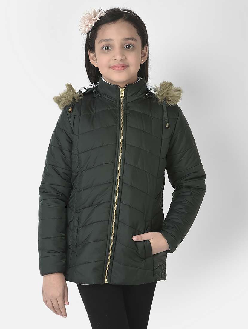 girls green hooded bomber jackets