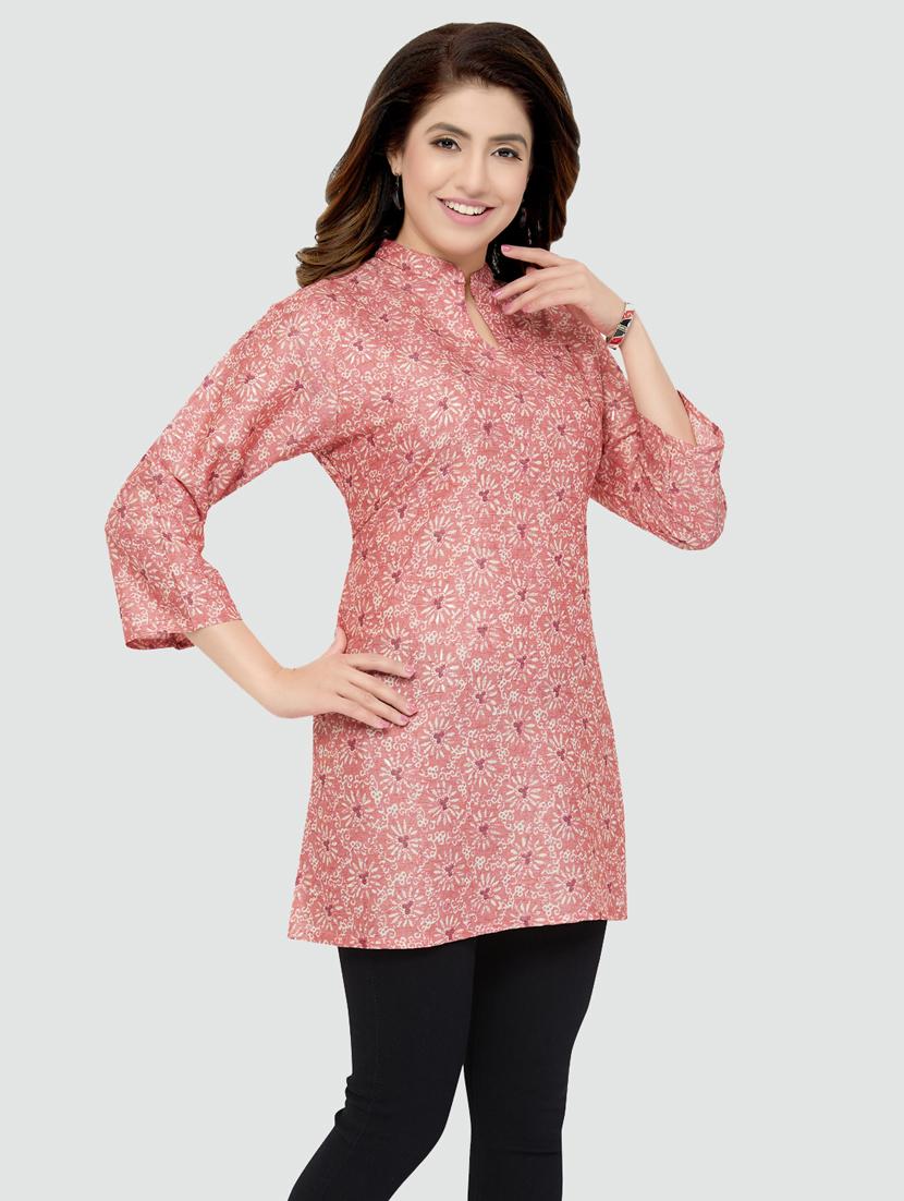 pink rayon straight kurti - 19172717 -  Standard Image - 1