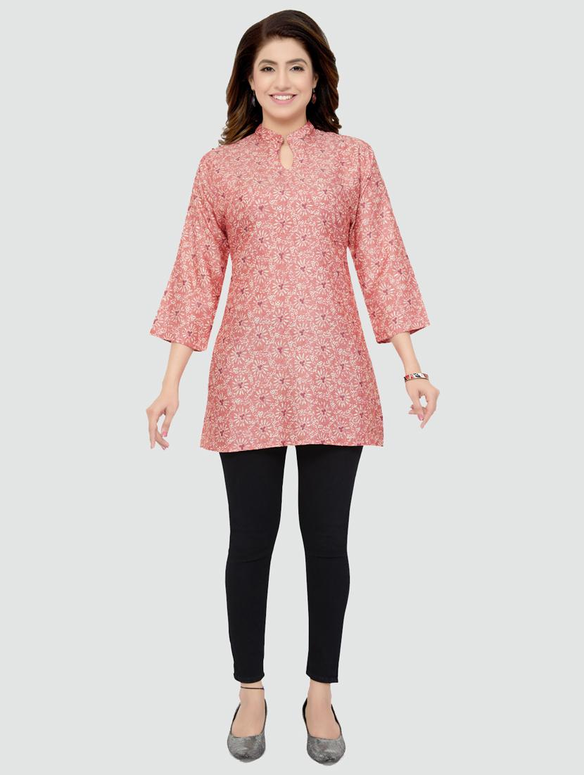 pink rayon straight kurti - 19172717 - Standard Image - 4