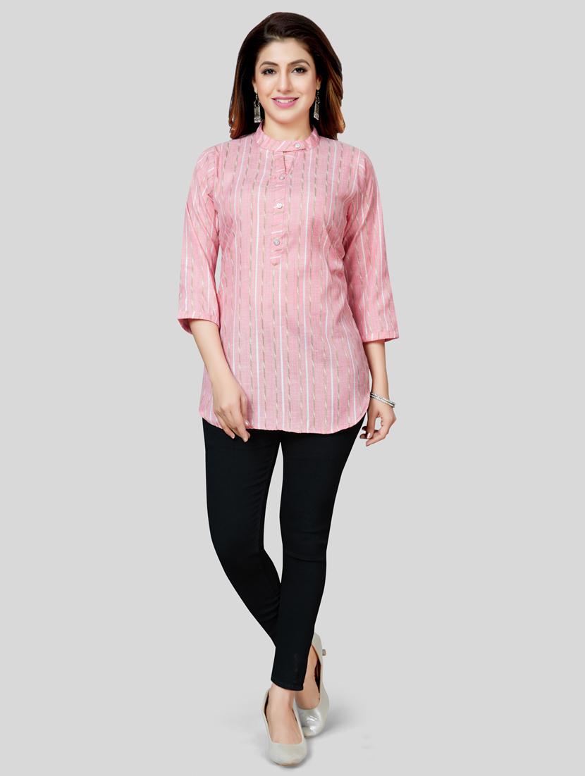 pink rayon straight kurti - 19172746 - Standard Image - 4
