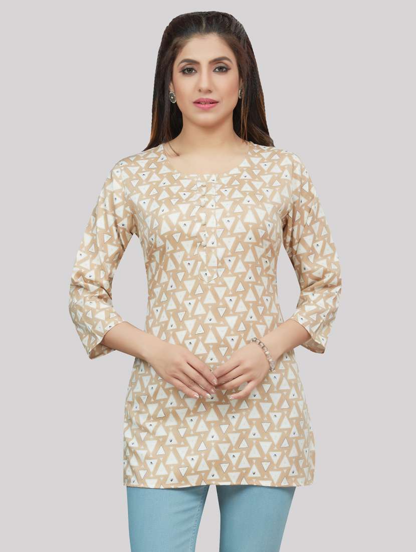 beige rayon straight kurti