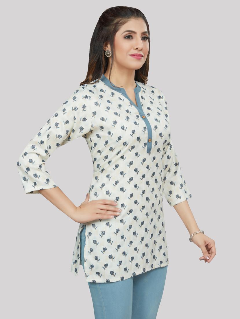 off white rayon straight kurti - 19172767 -  Standard Image - 1
