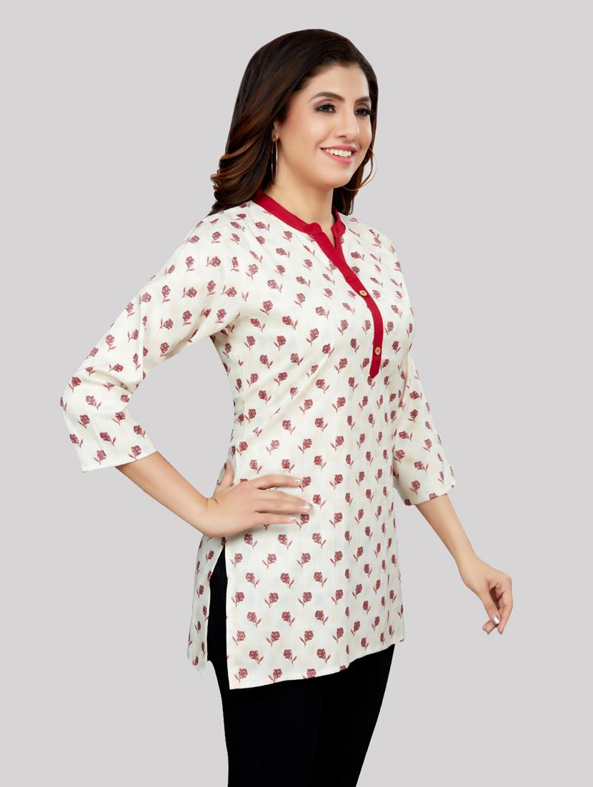 red rayon straight kurti - 19172768 -  Standard Image - 1