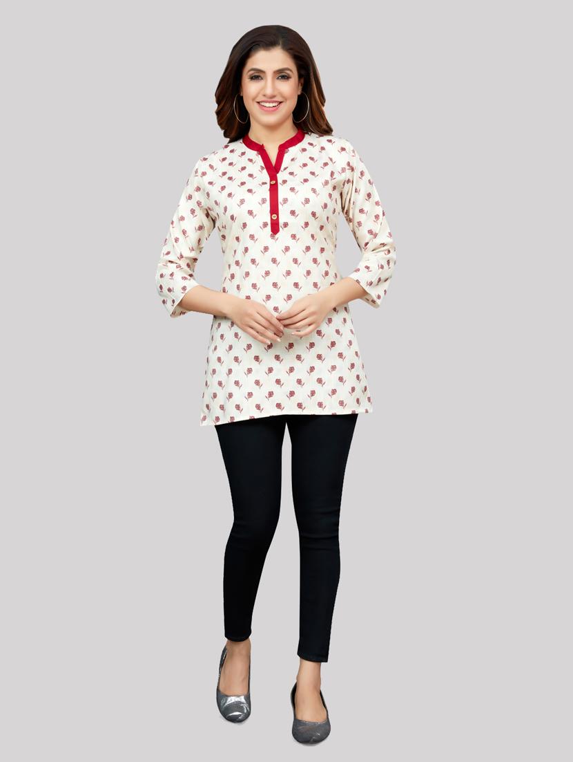red rayon straight kurti - 19172768 - Standard Image - 4