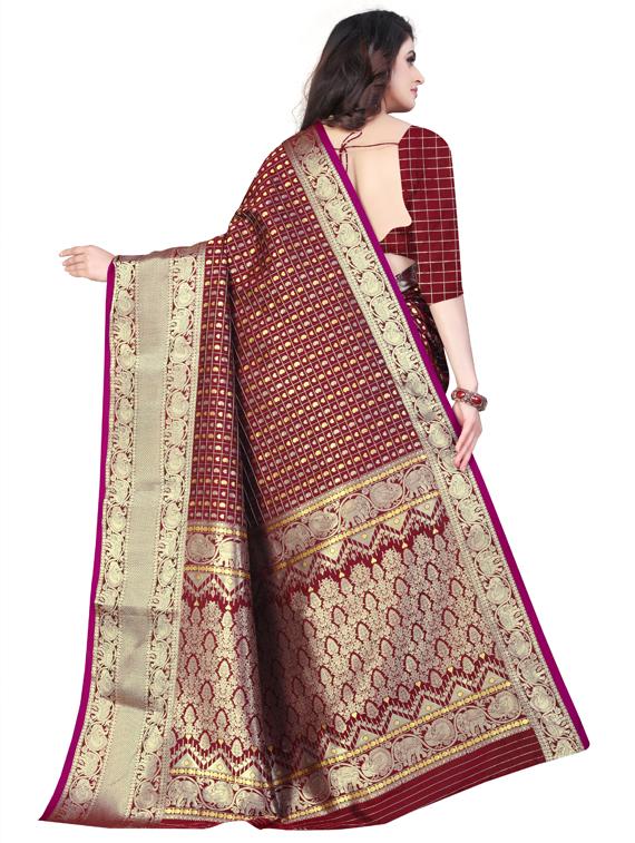 maroon art silk kanjivaram saree with blouse - 19173016 -  Standard Image - 1