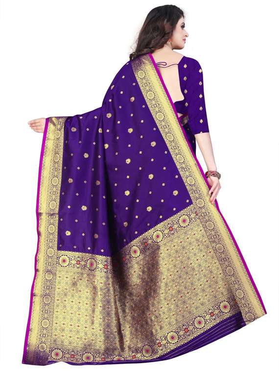 blue art silk banarasi saree with blouse - 19173018 -  Standard Image - 1