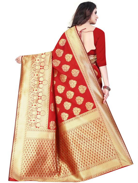 red art silk kanjivaram saree with blouse - 19173024 -  Standard Image - 1