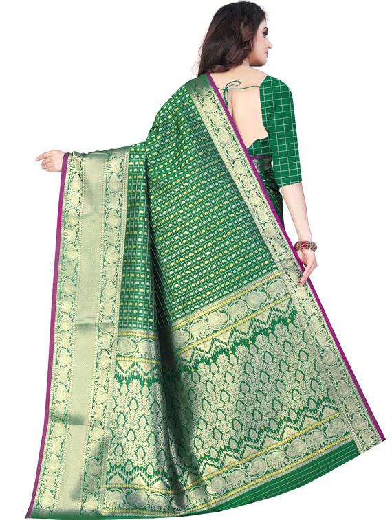 green art silk kanjivaram saree with blouse - 19173049 - Standard Image - 1