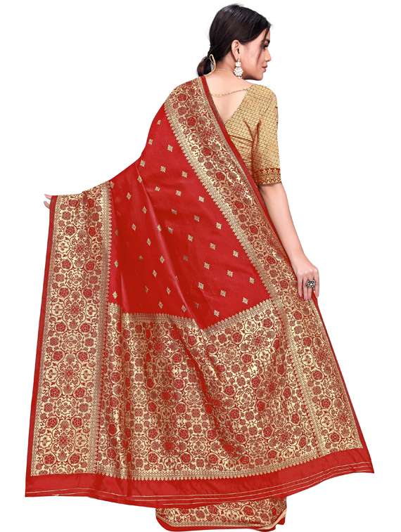 red art silk kanjivaram saree with blouse - 19173095 - Standard Image - 1