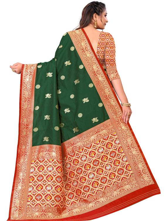 green art silk kanjivaram saree with blouse - 19173097 - Standard Image - 1