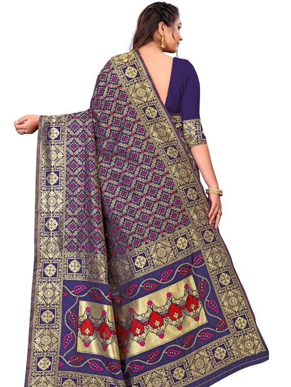 blue art silk kanjivaram saree with blouse - 19173098 - Standard Image - 1