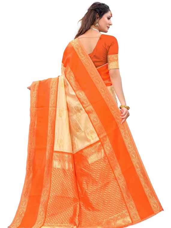 orange art silk kanjivaram saree with blouse - 19173102 - Standard Image - 1