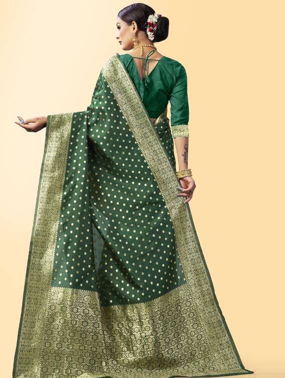 green art silk kanjivaram saree with blouse - 19173106 -  Standard Image - 1