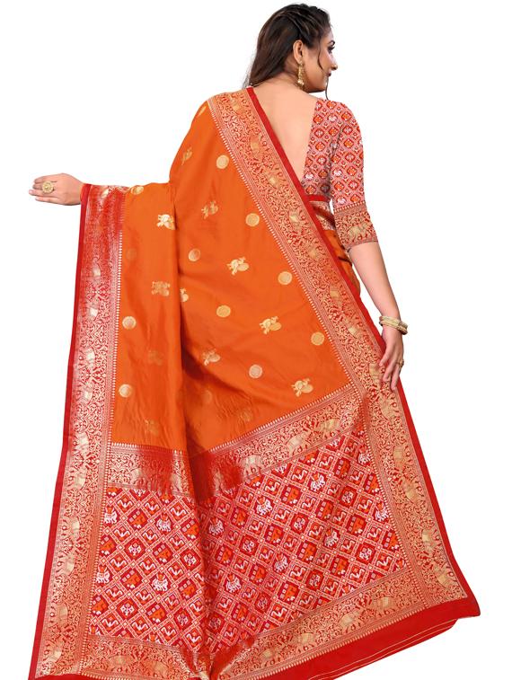 orange art silk kanjivaram saree with blouse - 19173115 - Standard Image - 1