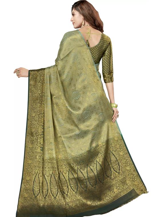 green banarasi saree with blouse - 19173135 - Standard Image - 1