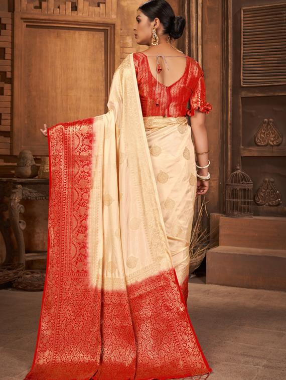 off white kanjivaram saree with blouse - 19173164 - Standard Image - 1