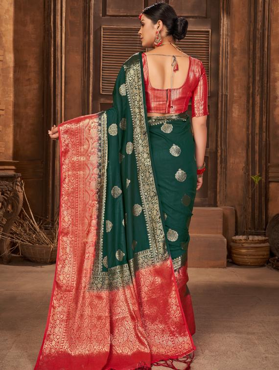 green art silk kanjivaram saree with blouse - 19173166 - Standard Image - 1