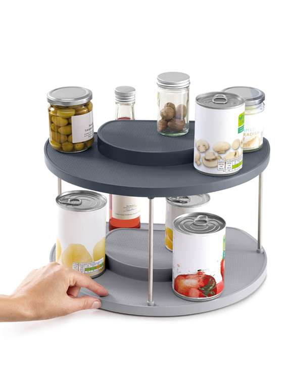 joseph joseph cupboardstore 2-tier rotating organiser - grey