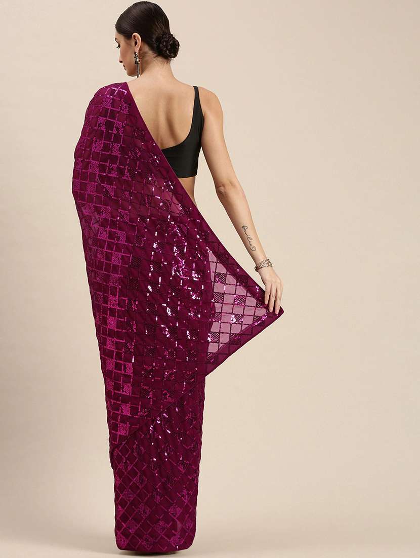 sequins embroidered saree  with blouse - 19175719 -  Standard Image - 1