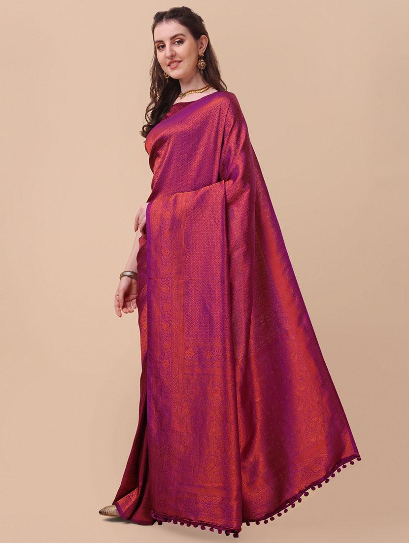 self design woven saree with blouse - 19175737 -  Standard Image - 1