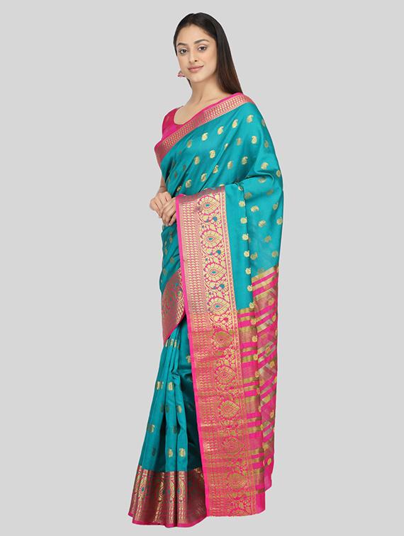 self design woven saree with blouse - 19175746 - Standard Image - 1