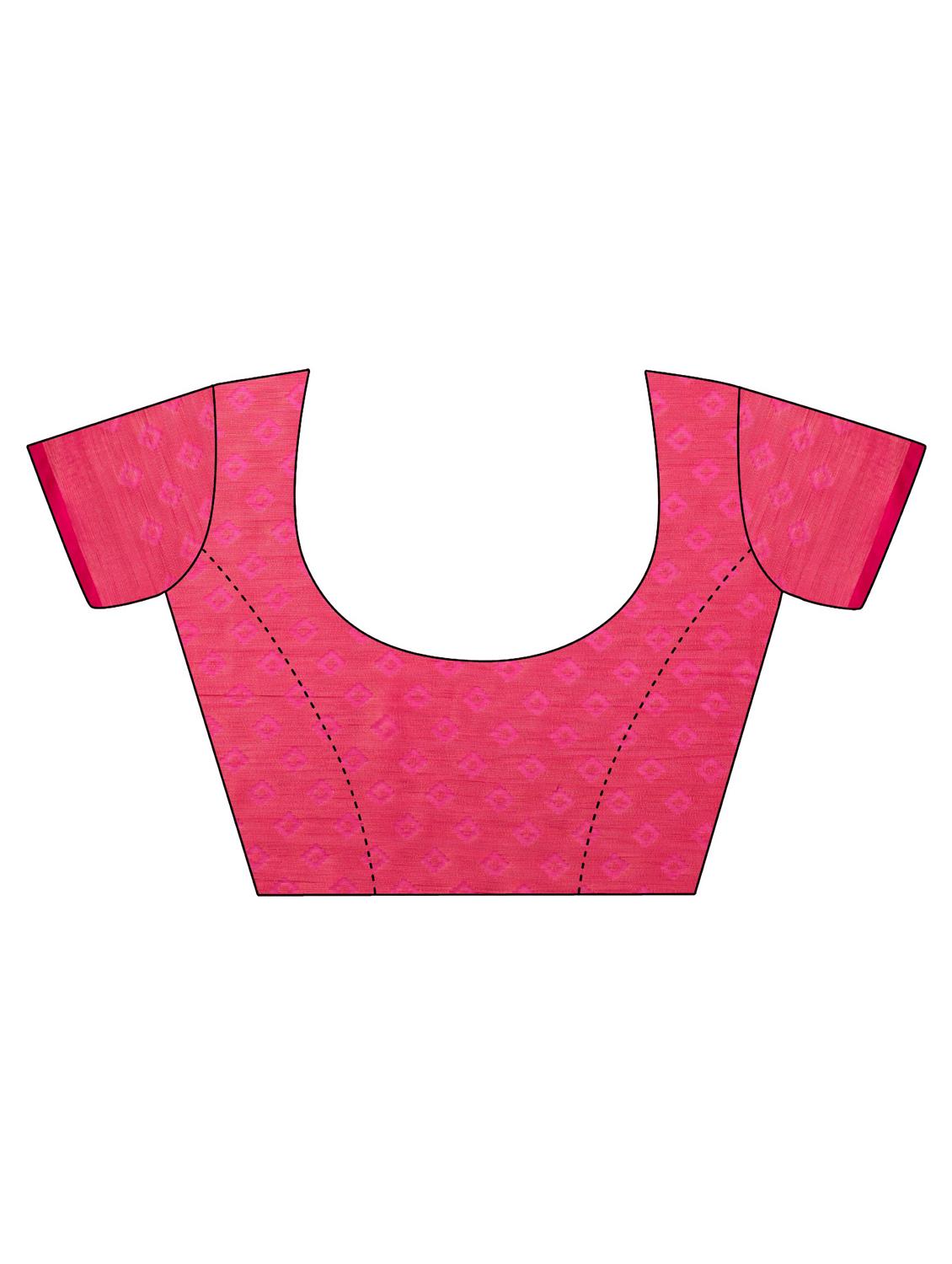 pink self design woven saree with blouse - 19176352 - Standard Image - 4