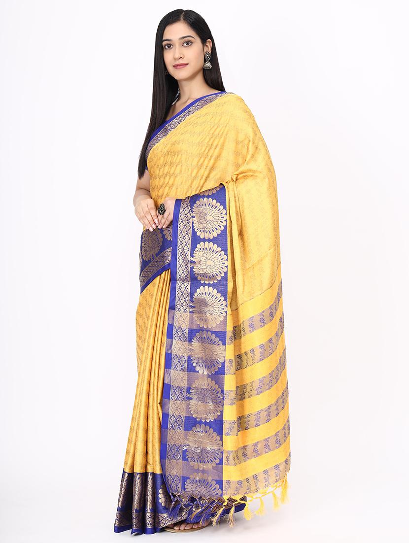 yellow maheshwari saree with blouse - 19176445 - Standard Image - 1