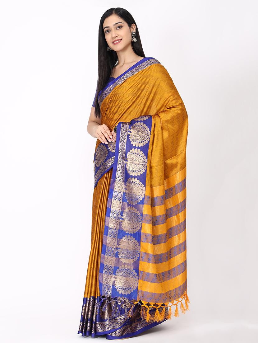 mustard maheshwari saree with blouse - 19176449 -  Standard Image - 1