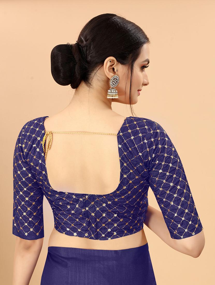 blue embroidered saree with blouse - 19176492 - Standard Image - 4