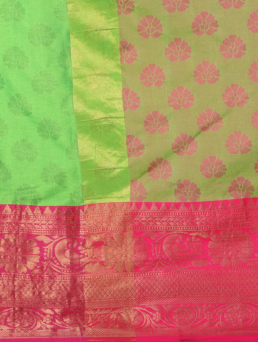 green banarasi saree with blouse - 19176508 - Standard Image - 4