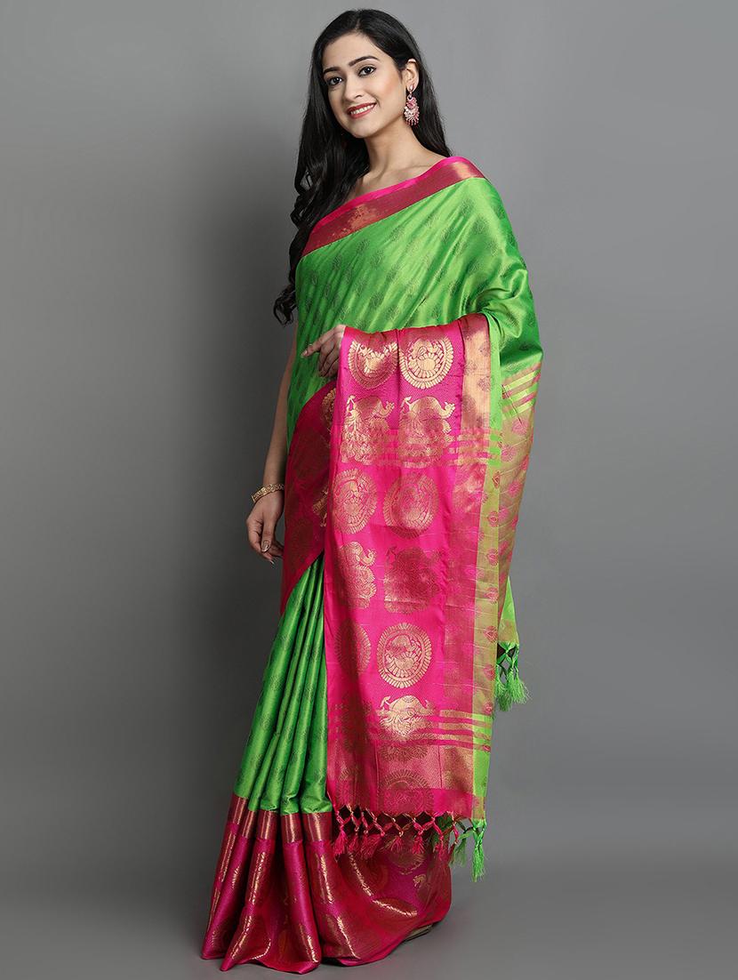 self design woven saree with blouse - 19176558 - Standard Image - 1