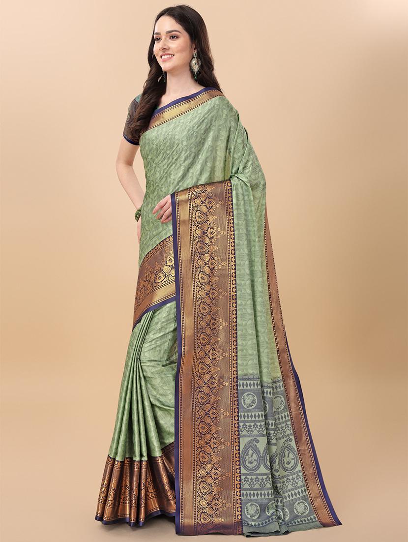 green kanjivaram saree with blouse - 19176568 - Standard Image - 1