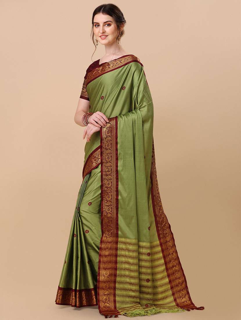 self design woven saree with blouse - 19176634 - Standard Image - 1