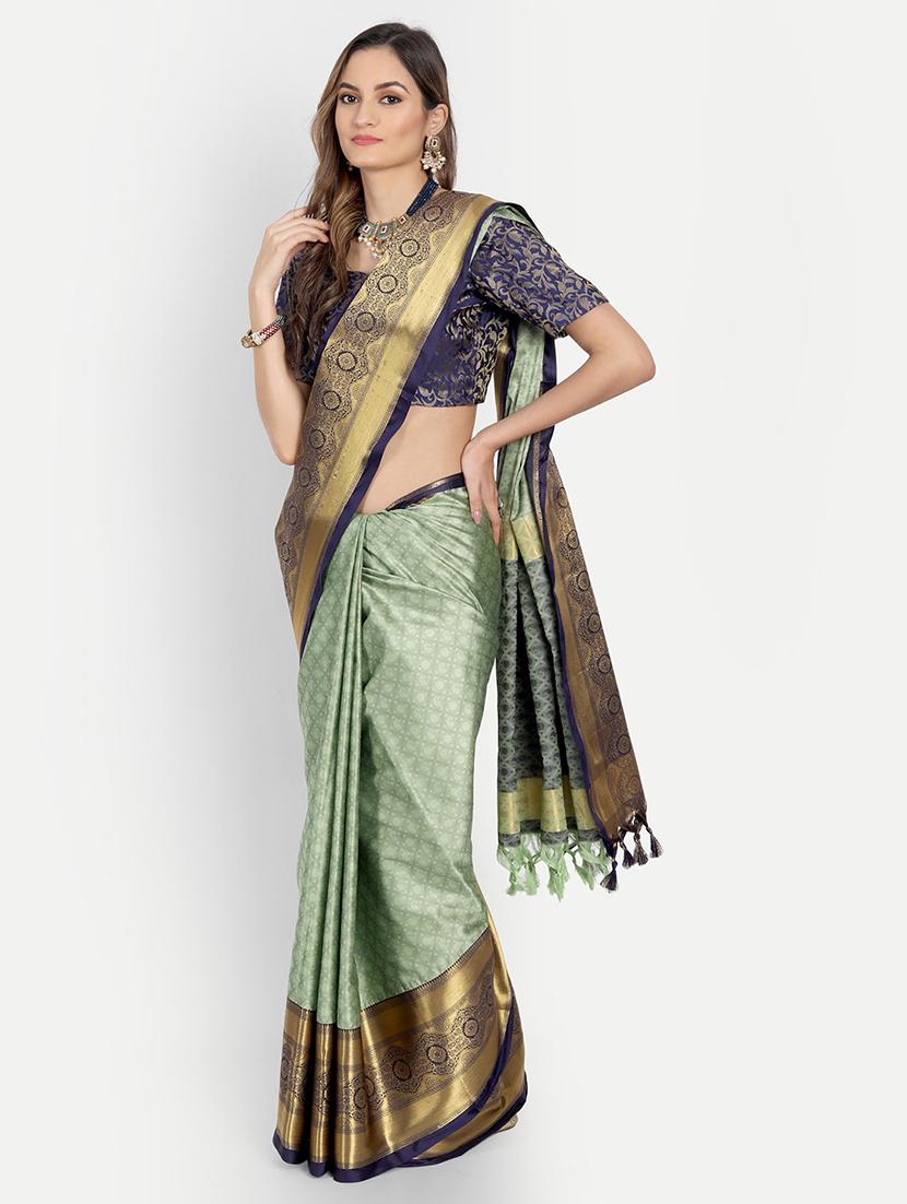 self design woven saree with blouse - 19176649 - Standard Image - 1