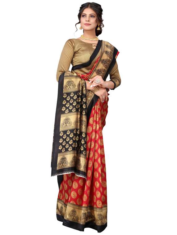 women's self design orange colored saree with blouse