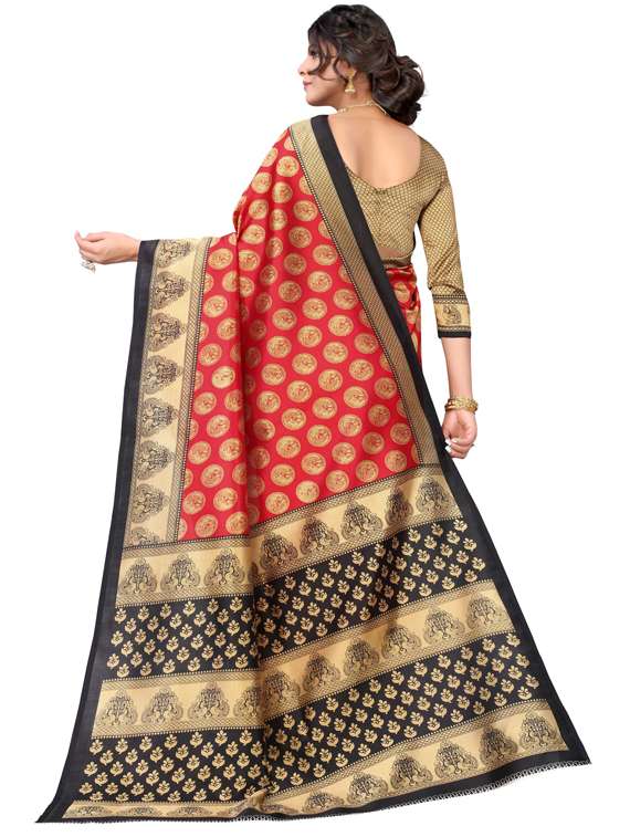 women's self design orange colored saree with blouse - 19176862 -  Standard Image - 1
